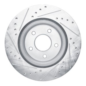 Infiniti QX50 Brake Rotor (1) - Rear Right - R1 Concepts - Drilled & Slotted - Silver - `19-`24